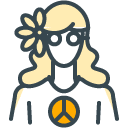 Hippie Woman filled outline Icon