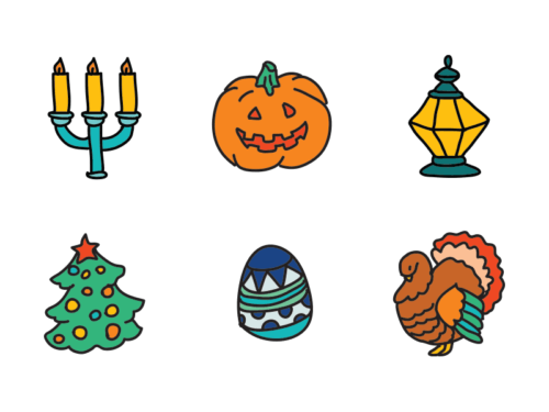 holidays doodle icons