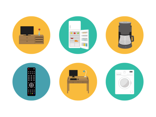 home appliances flat round icons
