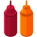 Ketchup and Mustard Isometric Icon