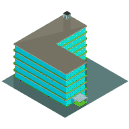 L Shaped Building Isometric Icon