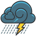 Lightening and Rain Storm Filled Outline Icon