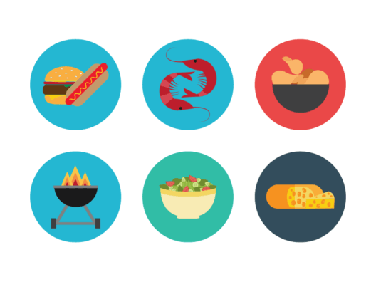 Meals flat round icons