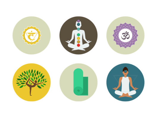 meditation flat round icons