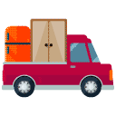 Moving Pick Up Truck Flat Icon