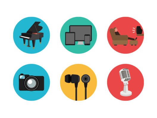 music and entertainment flat round icons