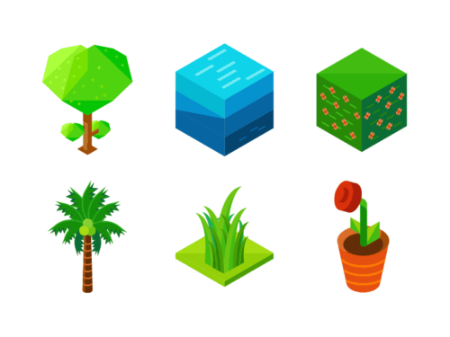 Nature elements isometric icons