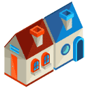 Neighbouring Houses Isometric Icon