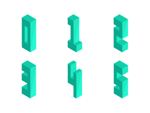 Numbers Isometric Icons