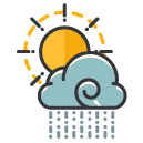 Partly Rain Filled Outline Icon