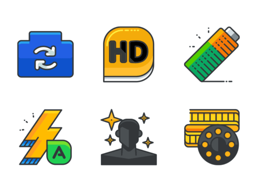 Photo and Video filled outline icons