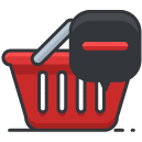 Remove Shopping Basket Filled Outline Icon
