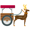 Reindeer Pulled Sled Flat Icon