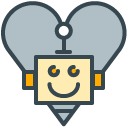 Robot Love filled outline Icon