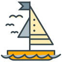 Sail Boat filled outline Icon