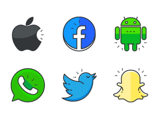 Social media filled outline icons
