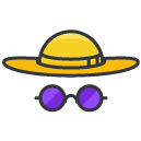 Sunhat and Sunglasses Filled Outline Icon