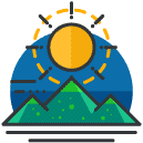 Sunny Scenery Filled Outline Icon