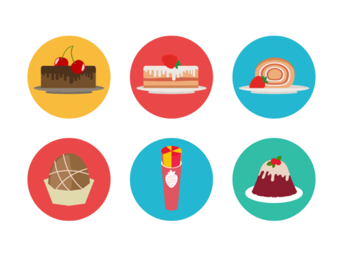 Sweets flat round icons