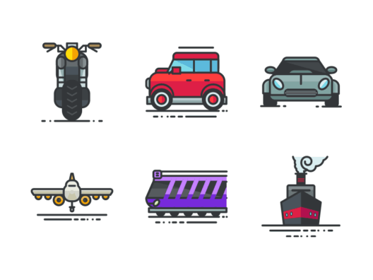 Transportation filled outline icons