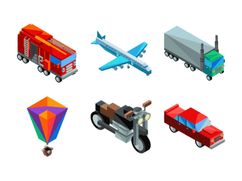 Transportation Isometric Icons
