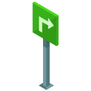 Turn Street Sign Isometric Icon