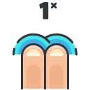 Two Finger Tap Once Filled Outline Icon