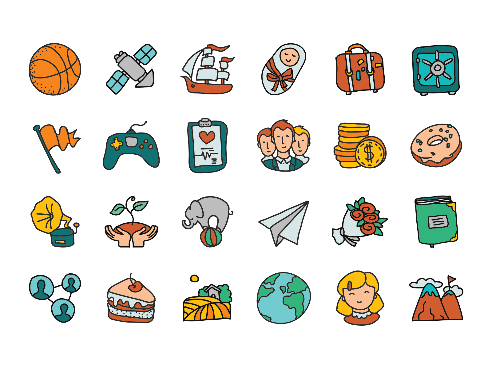 Vector hand drawn doodle icons pack