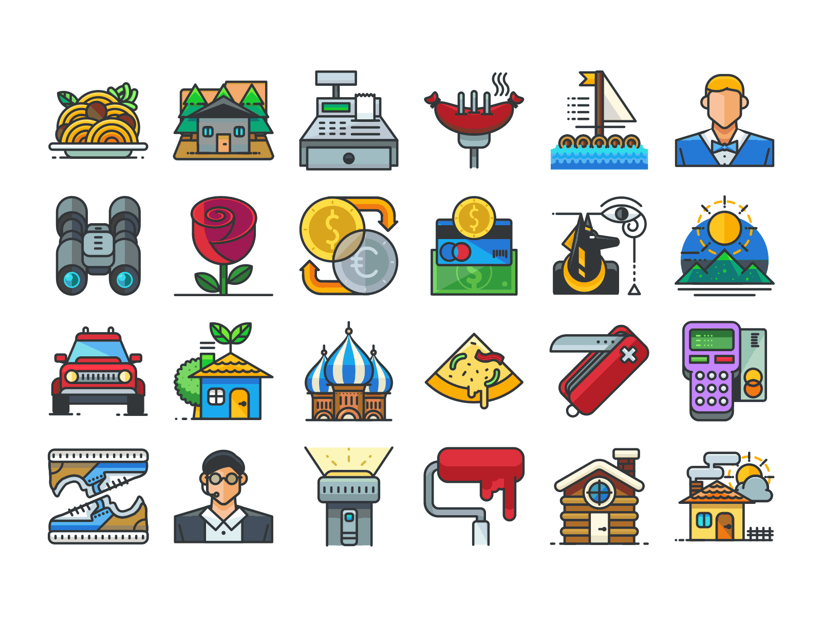 Vector filled outline icons