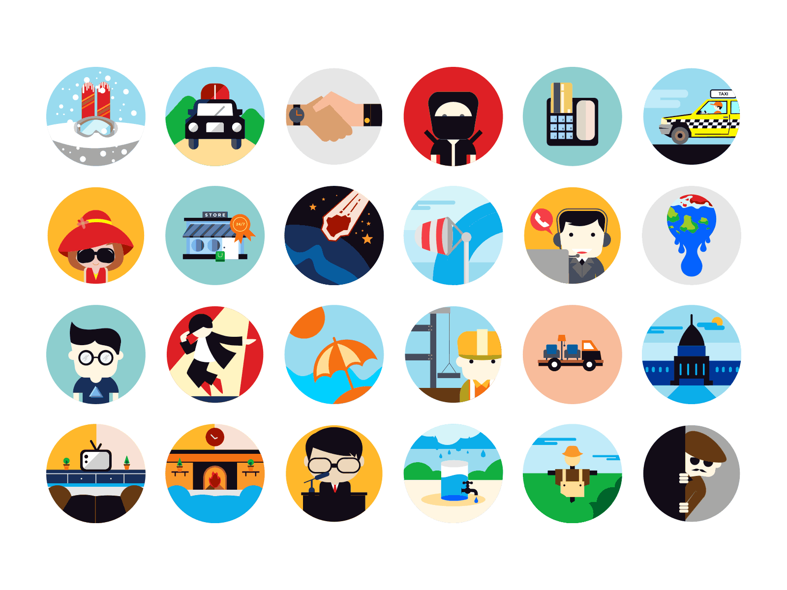 vector flat icons scenes