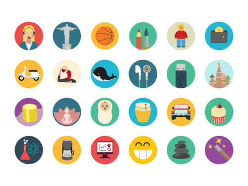 Download 563 Vector flat icons vol. 3 - Round Icons