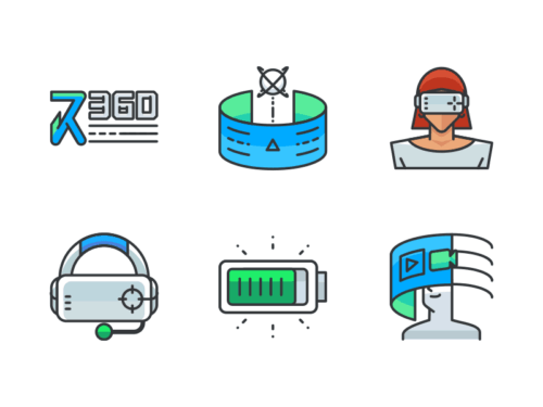 Virtual reality filled outline icons
