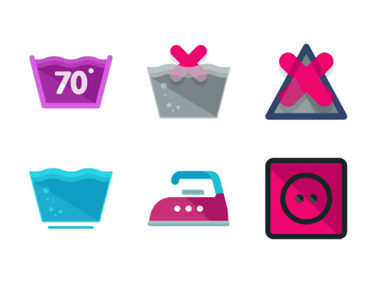 Washing Machine Instructions Flat Icons