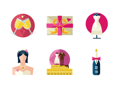 Love and marriage flat icons