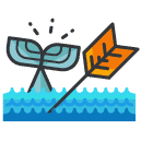 Whale Hunting Filled Outline Icon
