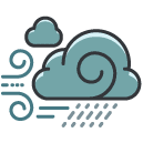 Windy Rain Clouds Filled Outline Icon