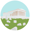 acropolis athens Flat Round Icon