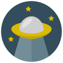 alien space ship Flat Round Icon