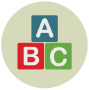 alphabet blocks Flat Round Icon
