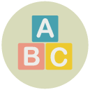 alphabet blocks Flat Round Icon