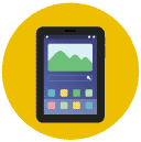 android tablet black Flat Round Icon
