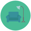 armchair livingroom Flat Round Icon
