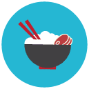 asian bowl beef slices Flat Round Icon