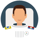 astronaut man Flat Round Icon