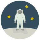 astronaut stars Flat Round Icon