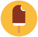 bitten ice-cream stick Flat Round Icon