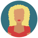 blond curly haired woman Flat Round Icon