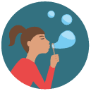 blowing bubbels Flat Round Icon