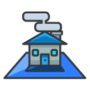 blue house Filled Outline Icon