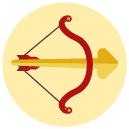 bow and arrow Flat Round Icon
